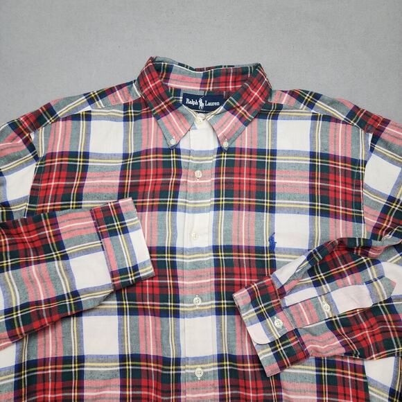 Ralph Lauren Made in USA Plaid Men's Button Up Shirt Sz XXL - Picture 1 of 6